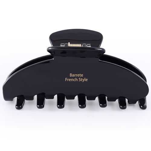 Big Hair Claw Clip Black, Nonslip Large Hair Clips for Thick Hair | Nonslip Celluloid Butterfly Jaw Clips, Acetate Claw Clips Strong Hold for Women，Jumbo French Hairclip for Curly Hair - color: Black Hair Claw