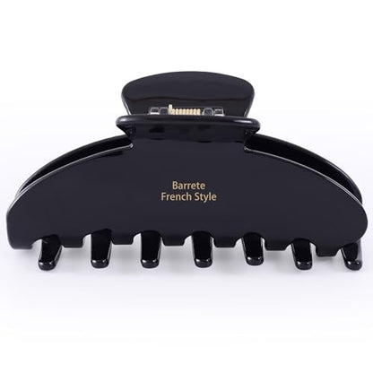 Big Hair Claw Clip Black, Nonslip Large Hair Clips for Thick Hair | Nonslip Celluloid Butterfly Jaw Clips, Acetate Claw Clips Strong Hold for Women，Jumbo French Hairclip for Curly Hair - color: Black Hair Claw