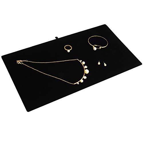 MOOCA 6-Piece Black Velvet Jewelry Display Tray Insert Pad. | 6 Pcs Set Jewelry Display Tray Pad Jewelry Display Tray Insert Accessory for Jewelries, 14 W x 7 1/2 D in, Black Velvet