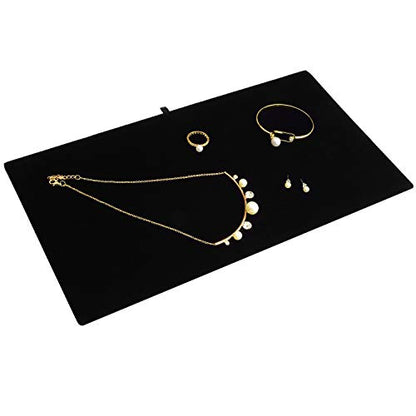 MOOCA 6-Piece Black Velvet Jewelry Display Tray Insert Pad. | 6 Pcs Set Jewelry Display Tray Pad Jewelry Display Tray Insert Accessory for Jewelries, 14 W x 7 1/2 D in, Black Velvet