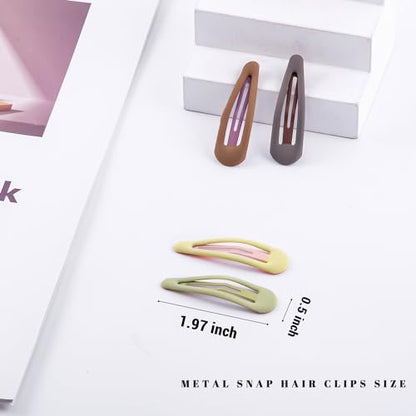 Small Hair Barrettes For Women No Slip Metal Snap Clips For Thin And Fine Hair,Matte Brown Yellow,20 PCS,1.97 x 0.5 Inch. - color: Matte Brown yellow