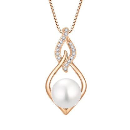 STARCHENIE 925 Sterling Silver Infinity Pearl Necklace for Women | 8mm Freshwater Cultured Pearl, 925 Sterling Silver 18"+2" Chain, Christmas Mother's Day Jewelry Gift for Mom, Sister, Friend - color: Rose Gold