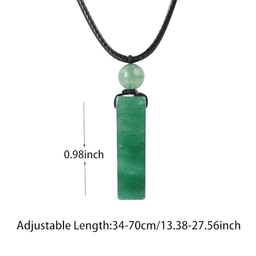 weryerker Natural Gemstone Pendant Necklace for Men, Healing Crystal Pendant, Cuboid Amulet Pendant with Adjustable Wax Rope - color: Green Aventurine