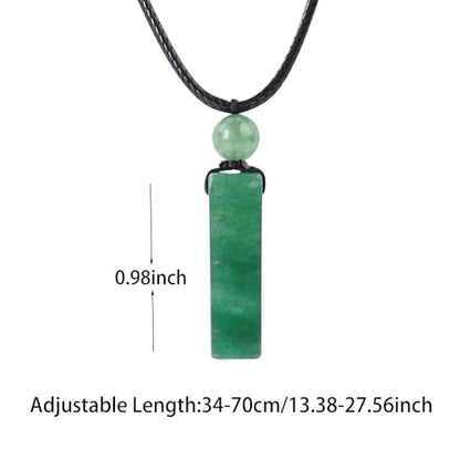 weryerker Natural Gemstone Pendant Necklace for Men, Healing Crystal Pendant, Cuboid Amulet Pendant with Adjustable Wax Rope - color: Green Aventurine
