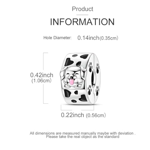 Heart Charm Clip Lock Spacer Stopper Charm Bead Bracelet 925 Sterling Silver Charms Safety Chain for Pandora Bracelets - color: Dog
