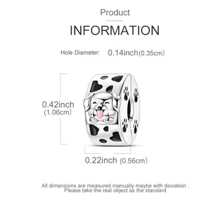 Heart Charm Clip Lock Spacer Stopper Charm Bead Bracelet 925 Sterling Silver Charms Safety Chain for Pandora Bracelets - color: Dog