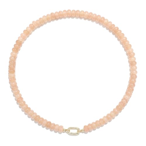 Beaded Gemstone Necklaces for Women Bohemian Colored Choker Natural Stone Bead Summer Beach Handmade Jewelry Necklace - color: Old Pink