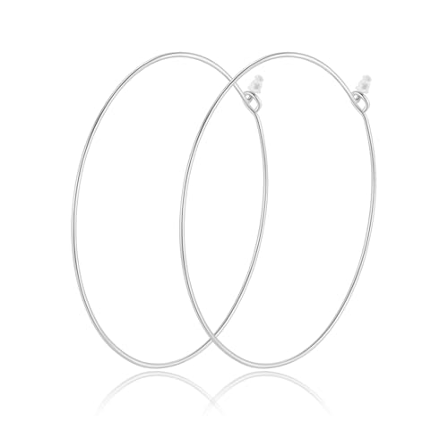 Multipack Dainty Large Thin Gold Hoop Earrings for Women Hypoallergenic Earrings Lightweight 30mm 50mm 60mm 70mm Gold/Silver/Rose Gold Hoop Earrings - style: 1 Pair_20Guage_50mm_Silver