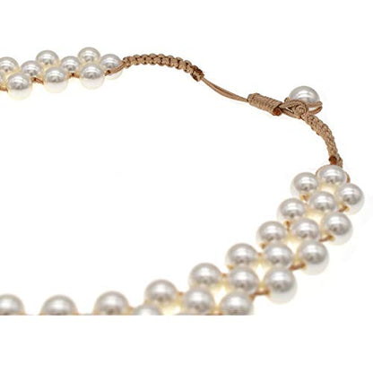utop JNF Hand made Pearl Statement Necklace for Women Rhinestone Multilayer Crystal Necklaces Chunky Pearl Necklace Large Pearl Necklace and Earrings Set for Mother Mom's gift - color: bib pearl necklace white