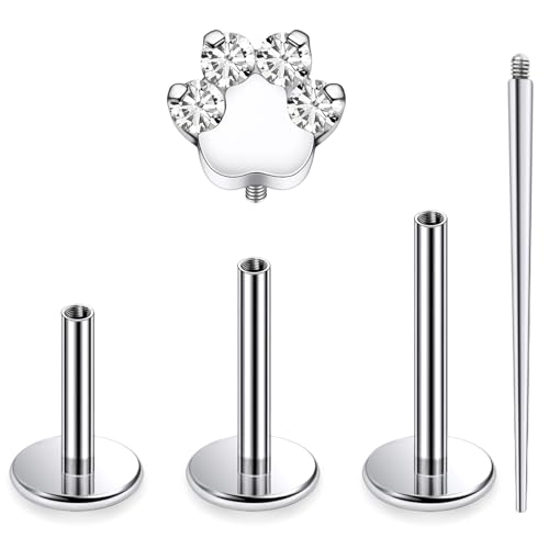 16G Astm F136 Titanium Internal Thread Flat Back Earrings Nose Studs Tragus Forward Helix Conch Cartilage Lobe Earrings Stud Medusa Labret Monroe Lip Ring Piercing Jewelry For Women Men - size: 16G--Style F