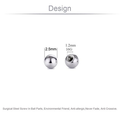 Threaded 316L Steel Replacement Balls Piercing Parts for Body Jewelry 14G 16G Barbell - style: 10pcs 16G 2.5mm