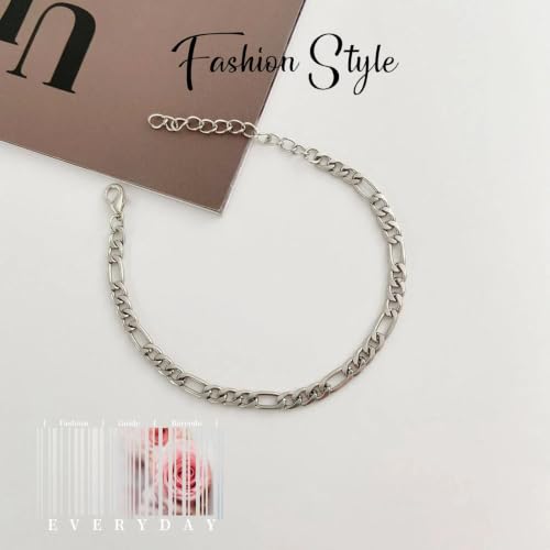 GAUEIOUR Silver Figaro Chain Bracelet for Women Men | Titanium Steel Figaro Minimalist Adjustable Hip Hop Punk Couple Friendship Male Female Birthday Bracelet Accessories