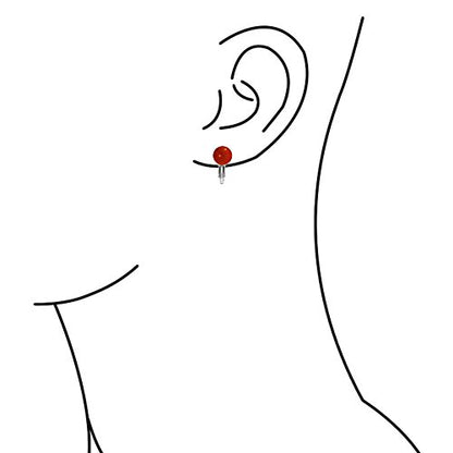 Classic Genuine Birthstone Ball Clip On Earrings .925 Sterling Silver 8MM - color: Red