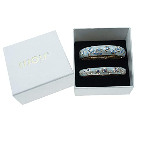 UJOY Cloisonne Chinese Panda Bracelets-Plated Gorgeous Handcrafted Gifts Enamel Bangles Set for Women 55C43 - color: 2 Pcs Set-C36-Light Blue