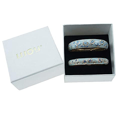UJOY Cloisonne Chinese Panda Bracelets-Plated Gorgeous Handcrafted Gifts Enamel Bangles Set for Women 55C43 - color: 2 Pcs Set-C36-Light Blue