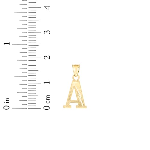 Floreo 10k Yellow Gold 0.45" Personalized Lighting Alphabet Letter A - Z Initial Charm Pendant with optional Extendable Chain Necklace - size: Pendant with Adjustable Chain, 18", style: - A -