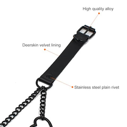 Love Heart Choker Collar Necklace, Adjustable Leather Punk PU Necklace Goth Choker Soft Collar Chain for Women - color: Red