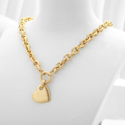 CLASSYZINT Gold Heart Pendant Necklace for Women Puffy Heart Necklace Beads Chain Necklace Statement Necklace Trendy Jewelry - style: XL22320A