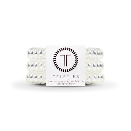 TELETIES - Spiral Hair Coils - Ponytail Holder Hair Ties for Women - Phone Cord Hair Ties - Strong Grip, No Rip, Water Resistant, No Crease Hair Tie Coils - 3 pack (Large, Crystal Clear) - color: Crystal Clear