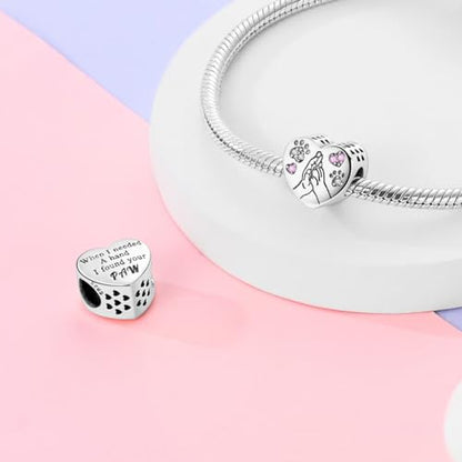 NARMO 925 Sterling Silver Charm Bead for Bracelets Silver Charms for Women - color: Love Claw Print