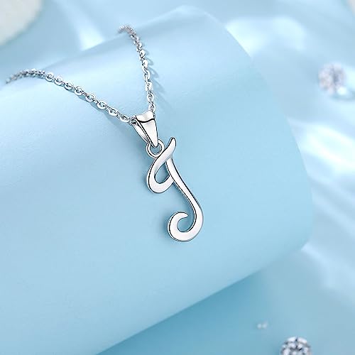 EUDORA Sterling Silver Initial Necklaces for Women, Classic 26 Letter Neckless Gifts for Girls, Sister, Mother Daughter, 18 inch Chain - style: J