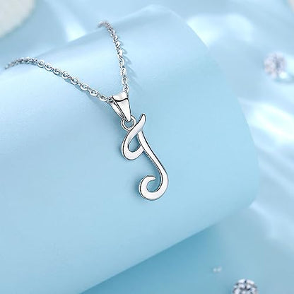 EUDORA Sterling Silver Initial Necklaces for Women, Classic 26 Letter Neckless Gifts for Girls, Sister, Mother Daughter, 18 inch Chain - style: J