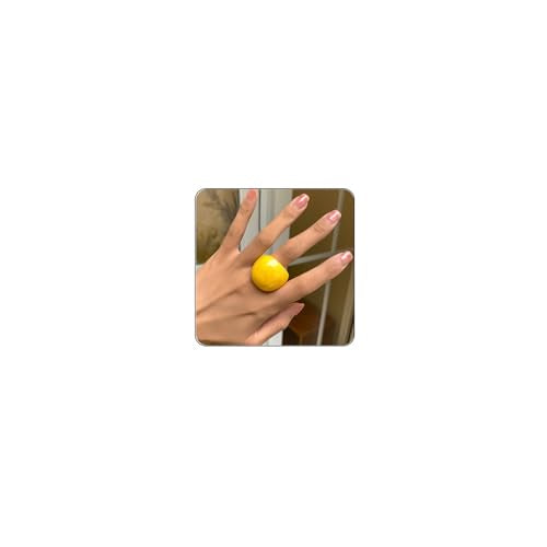 Colorful Chunky Acrylic Ring for Women,Vintage Statement Stackable Rings Candy Color Knuckle Finger Rings Y2K Fashion Classic Jewelry - color: Yellow