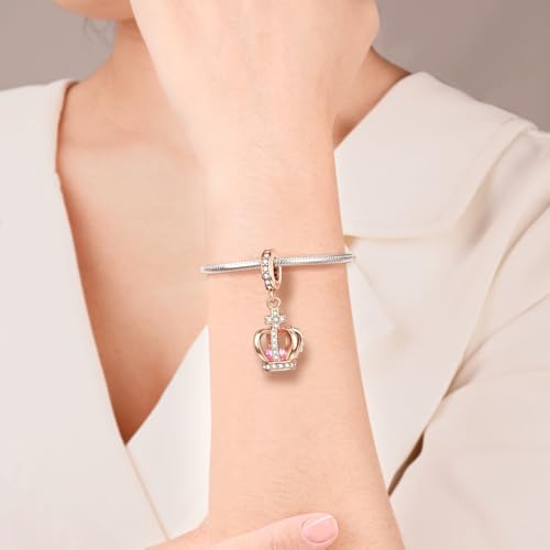 Charm for Bracelets and Necklaces Heart Cat Flower Boy 925 Sterling Silver Bead Birthday Jewelry Gift for Women - color: Crown Charm