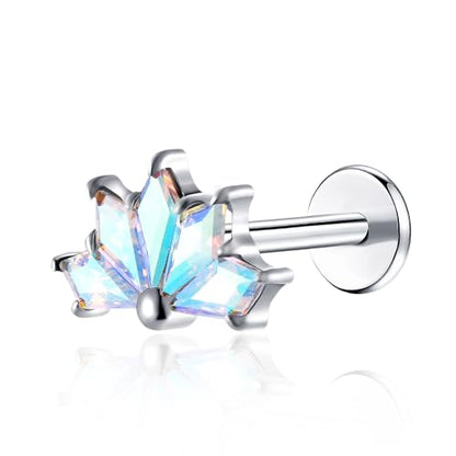 1pcs 16G 18G G23 Titanium Threadless Labret Studs Push-in Labret Lip Cluster Tragus Helix Conch Lobe Rook Cartilage Push Back Piercing Jewelry Earring - style: 5 rhombus-AB