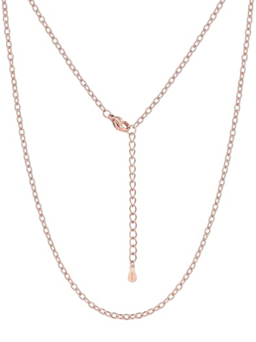 Silvora Necklace Chain for Women, 2.5MM Silver Chains Rolo Cable Necklace 316L Stainless Steel 14K Gold Plated Black Rose Gold Plated Womens Chain for Pendant 14"-30" Length - color: Rose Gold, size: 14 Inch