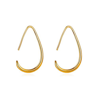 MALOYANVE Lightweight Teardrop Hoop Earrings Gold Silver Plated Large Hollow Out Oval Pull Through Statement Hoop Earrings High Polished Jewelry Gift for Women - color: Gold