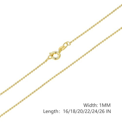 MONA MILANI 14K Gold Necklaces for Women & Mens Necklace Gold Chain for Women Mens Chains Elegant Dainty 14k Necklaces thin Cable Chain Necklace Chains 1mm 16-26 - size: 24in