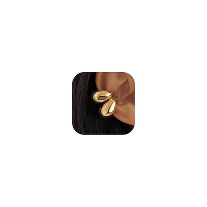 Chunky Gold Ear Cuff for Women Non-Piercing Cartilage Clip-On Earrings Trendy Jewelry Gift - color: A2:Chunky Ear Cuff