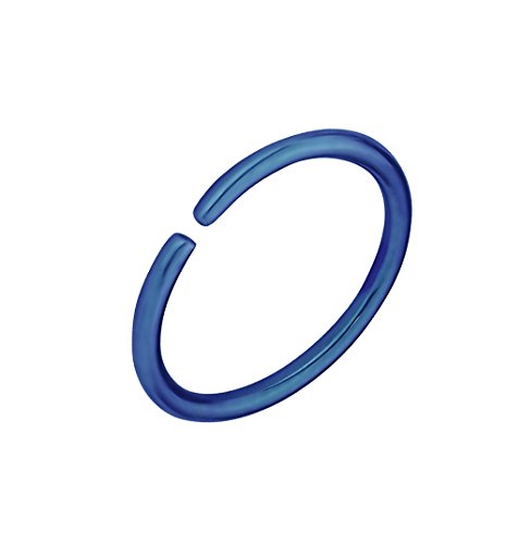 Forbidden Body Jewelry 18G Surgical Steel IP Plated Seamless Nose Ring & Cartilage Hoop with Comfort Round Ends (Sold Individually) - style: 18G 6mm Blue
