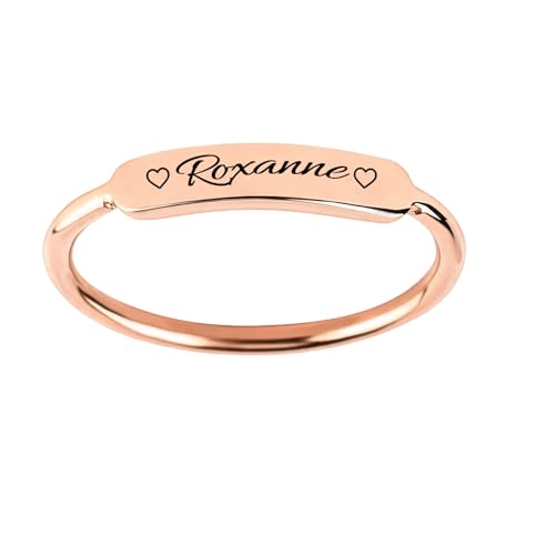 Custom Ring for Women 925 Sterling Silver Name Rings Personalized Initial Ring Engraved Stackable Letter Ring Christmas Birthday Gifts For Mom Grandma Sisters Girlfriend - color: Style 4-Silver