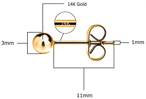 Savlano 14K Real Gold Ball Stud Earrings For Women - Made in Italy Comes With Savlano Gift Box - style: 14K Gold