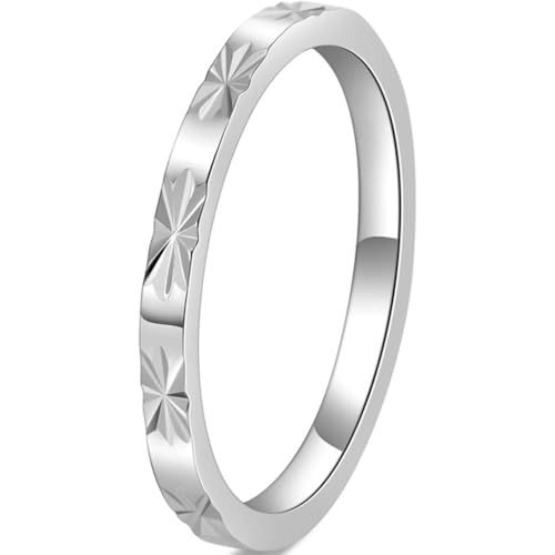 Jude Jewelers 2mm Stainless Steel Carved Flower Pattern Stacking Wedding Band Ring - color: Silver