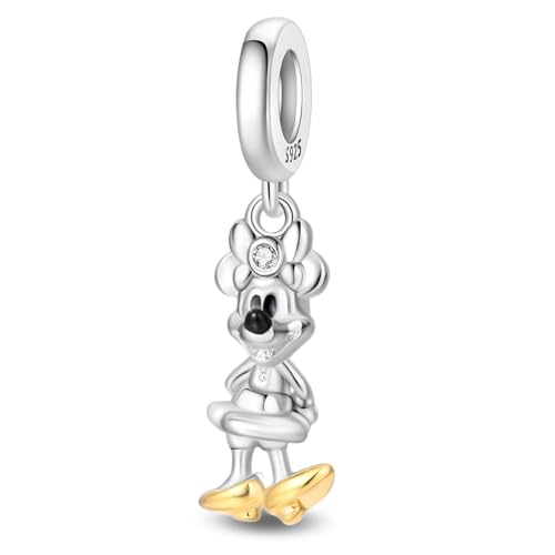 LIGHTDOG 925 Sterling Silve Charms fits Pandora Bracelets Necklace,5A Zircon Dangle Pendant Bead,Mother's Day Gift Jewelry Beads for Women - style: 100th Anniversary Mouse