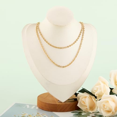 KYUNHOO 16.4 Feet Gold Plated Chain for Necklace Making with Jewelry Clasps | Embossed Circle Chains on Spool Stainless Steel Gold Chain with Lobster Clasps Jump Rings for DIY Bracelet Earring - color: Oval Gold