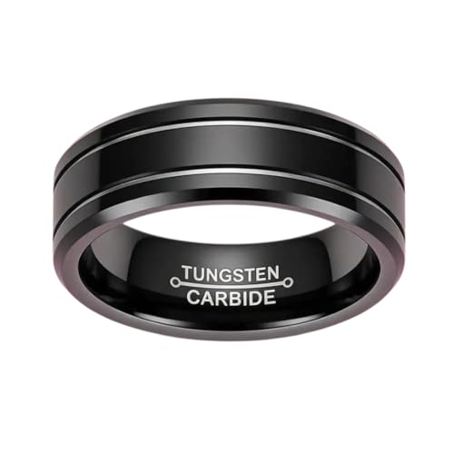 Tungsten Carbide Men's Wedding Band Ring, 8mm Width, Comfort Fit, Stylish Design, Sizes 6-13