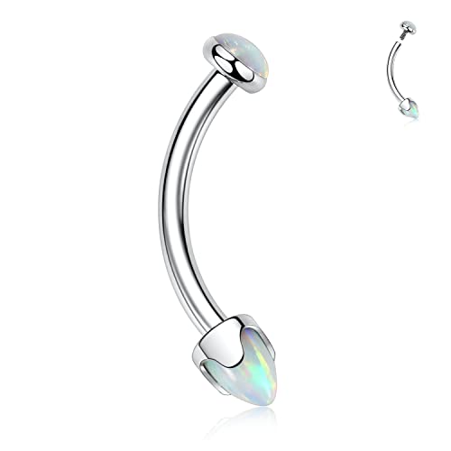 GAGABODY Titanium Eyebrow Jewelry - Curved Barbell & Labret Stud, 16g - Belly Button Ring & Cartilage Earring - Opal Bridge Jewelry - color: 1Pc-Arrow Shape White Opal