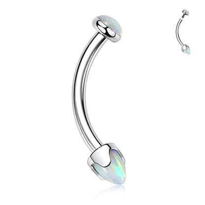 GAGABODY Titanium Eyebrow Jewelry - Curved Barbell & Labret Stud, 16g - Belly Button Ring & Cartilage Earring - Opal Bridge Jewelry - color: 1Pc-Arrow Shape White Opal