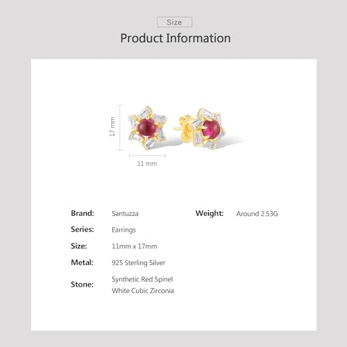 Santuzza Sterling Silver Gemstone Flower Earrings for Women - color: [A]Orchid-Red