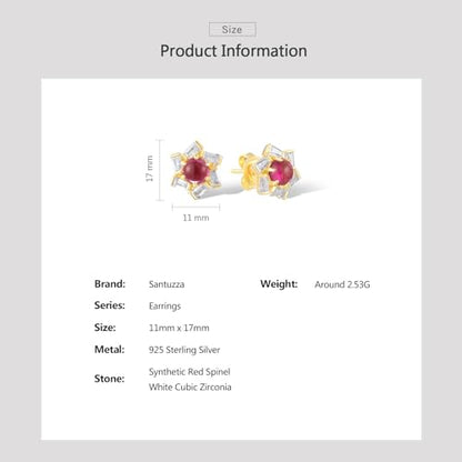 Santuzza Sterling Silver Gemstone Flower Earrings for Women - color: [A]Orchid-Red
