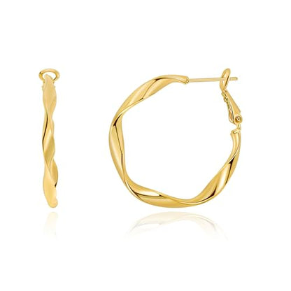 Rose/White/18k Gold Plated Hoop Earrings Lightweight Hoop Earrings For Women Loop Earrings 1in 2in - color: Yellow Gold, size: 30mm