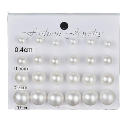 24 Pcs Pearl Earrings Studs for Women Ladies Hypoallergenic White Faux Simulated Pearl Rhinestone Earrings Stud Earrings Jewelry Set for Wedding Party - color: White