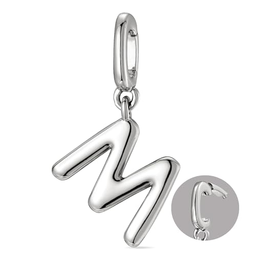 OVRUNS Initial Charm for Women Letter Bracelet Necklace Charms With Clasp | Alloy,nickel,safe for sensitive skin,Pendant with install clasp,fits bracelets with necklaces,great for gift - color: Silver, style: Letter M