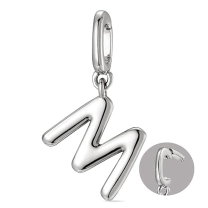 OVRUNS Initial Charm for Women Letter Bracelet Necklace Charms With Clasp | Alloy,nickel,safe for sensitive skin,Pendant with install clasp,fits bracelets with necklaces,great for gift - color: Silver, style: Letter M