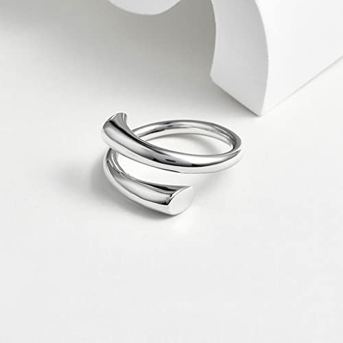 Adjustable 925 Sterling Silver Rings Double Line Thumb Ring Statement Minimalist Jewelry High Polish Open Ring for Women