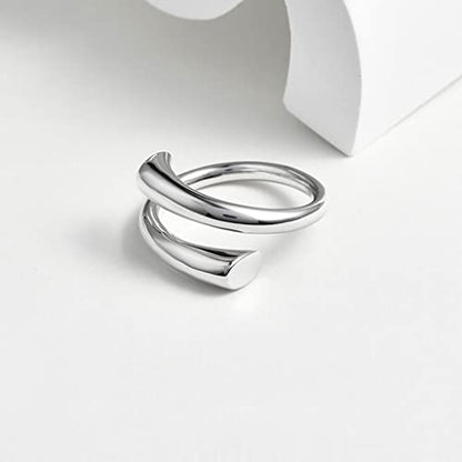 Adjustable 925 Sterling Silver Rings Double Line Thumb Ring Statement Minimalist Jewelry High Polish Open Ring for Women